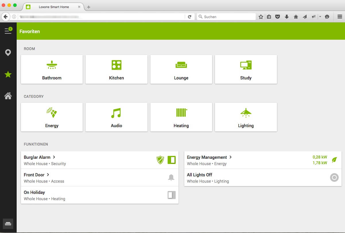 Webové rozhraní pro Loxone Smart Home