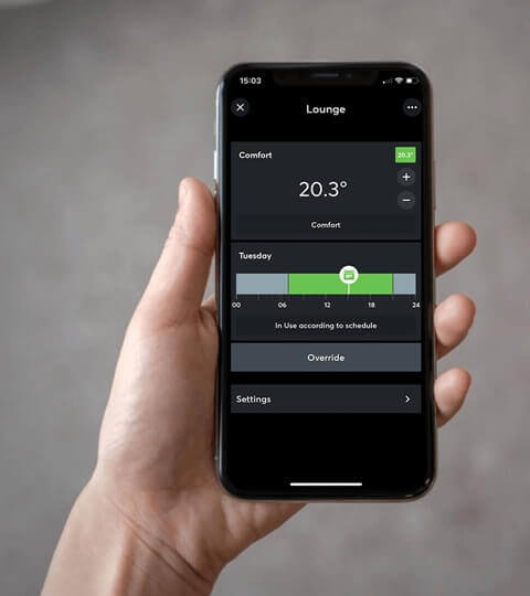 Frau die die Loxone App bedient