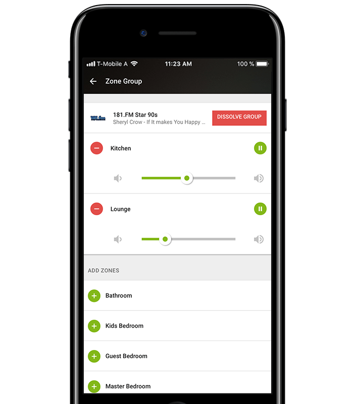 Nastavení zón pomocí smartphone