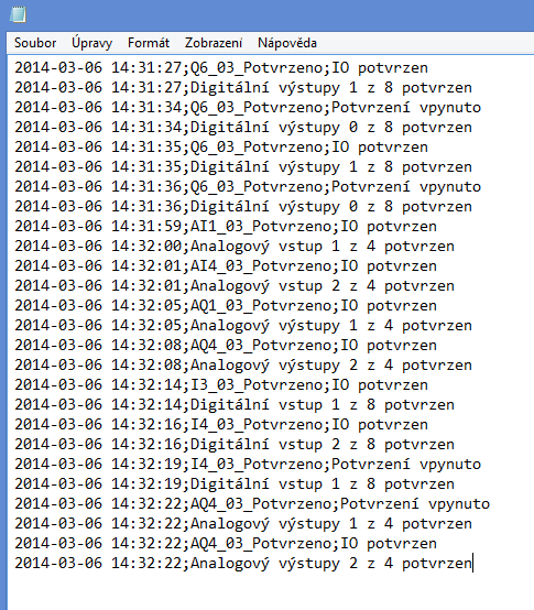 Loxone config režim zprovoznění data testování