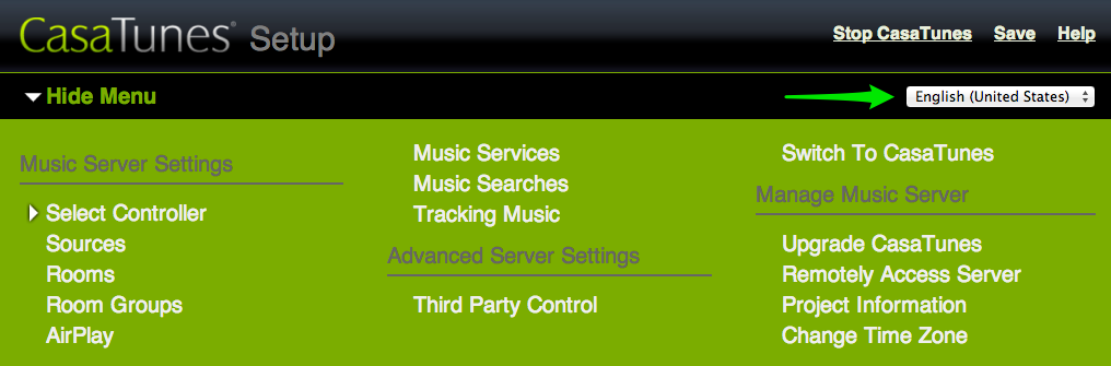 music server language