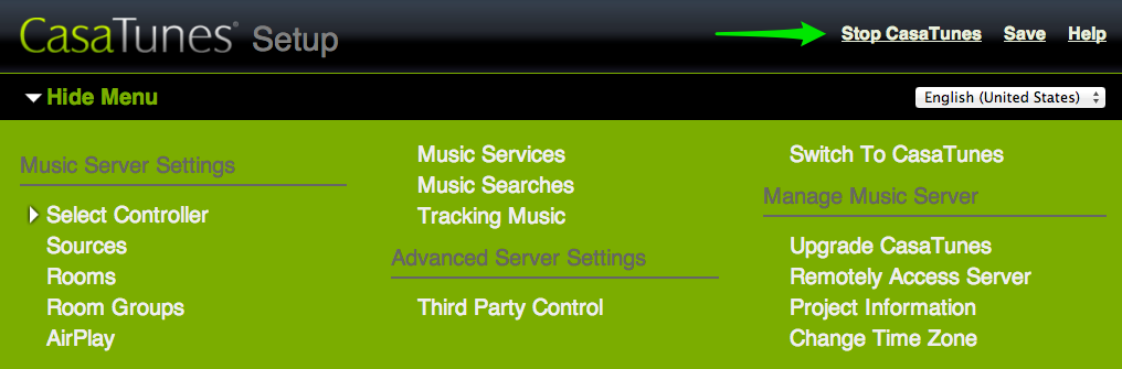 music server restart