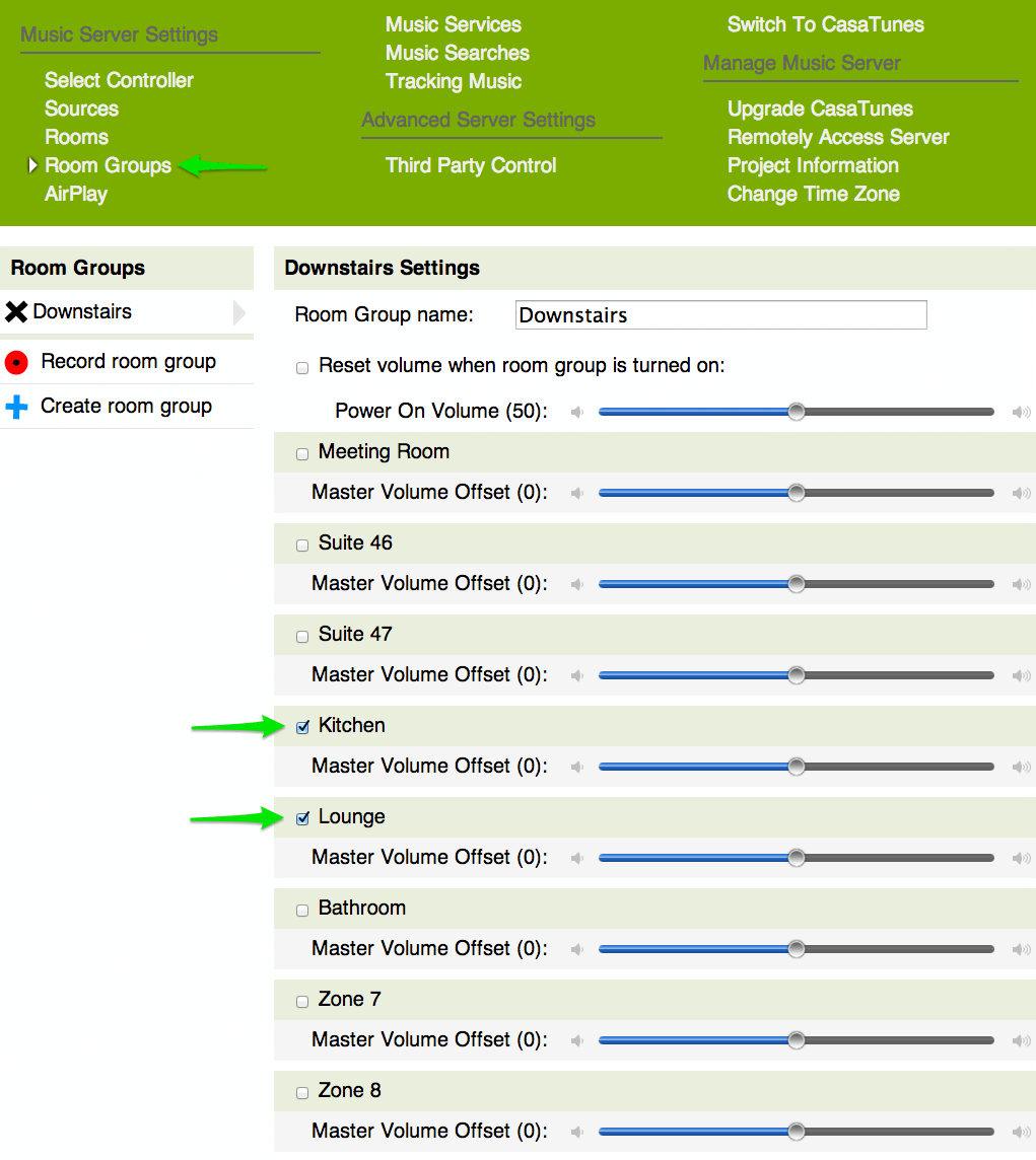 music server room groups