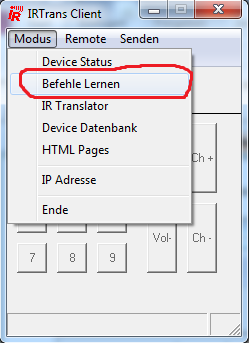 databáze zařízení IRTrans