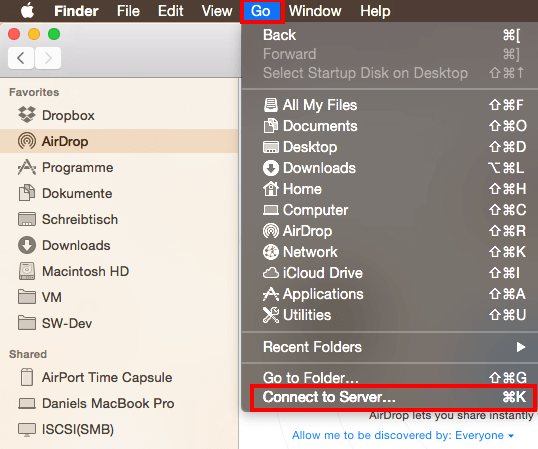 mac Music Server jako síťový disk
