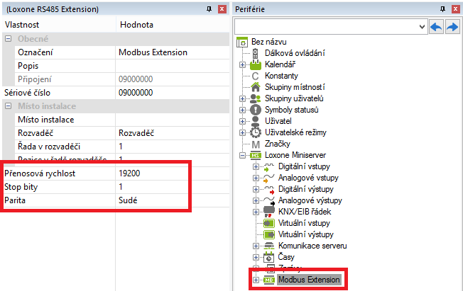 modbus extension loxone config