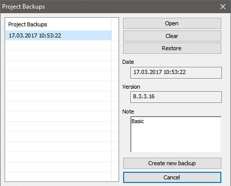 Zálohy Loxone projektů