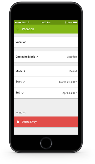 Kalendáře pro Uživatelské režimy v aplikaci Loxone