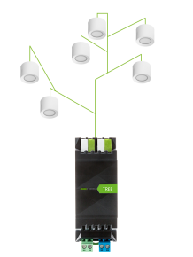 zobrazení schématu zapojeni led spotů loxone do Tree Extension