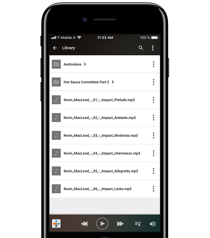 Hudební knihovna na smartphone