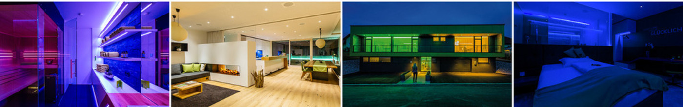 využití světelných scén vytvoří rozdílné nálady místností