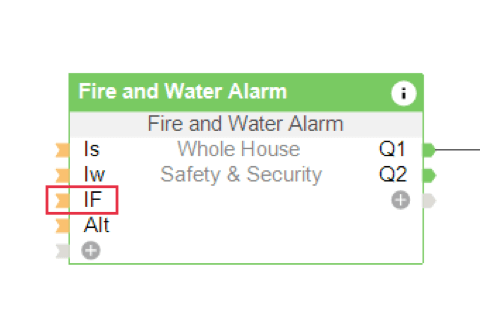 vstup pro obloukovou ochranu na funkčním bloku Centrála požáru a úniku vody
