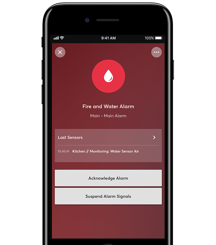 Notifikace úniku vody v telefonu