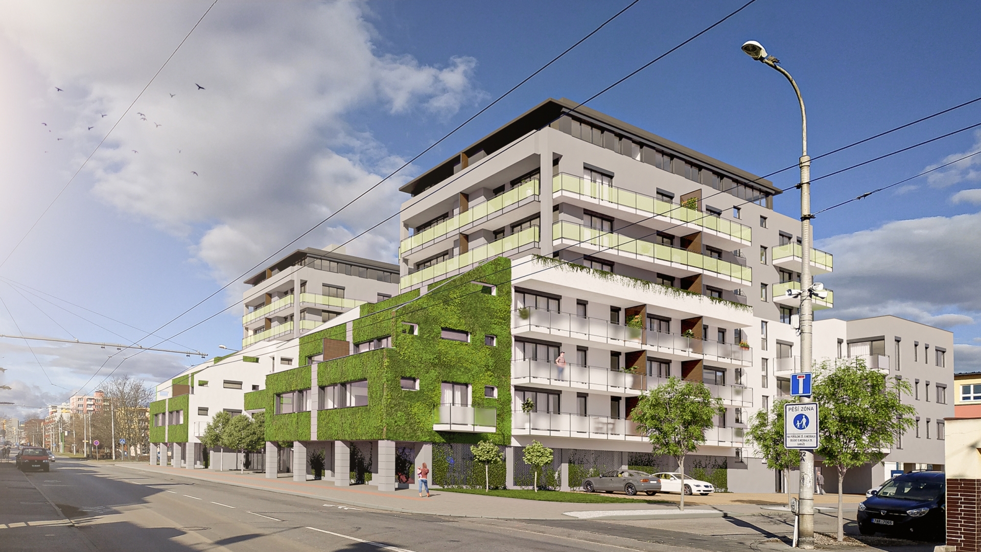 Pohled z ulice na rezidenci