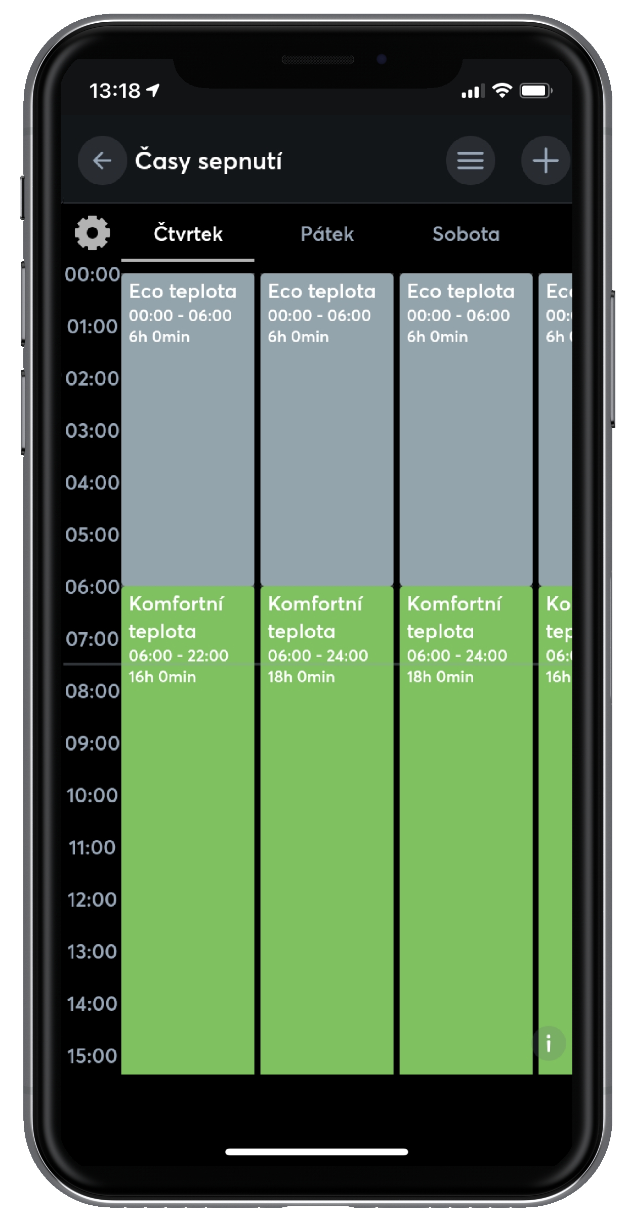 Nastavení režimů v kalendáři