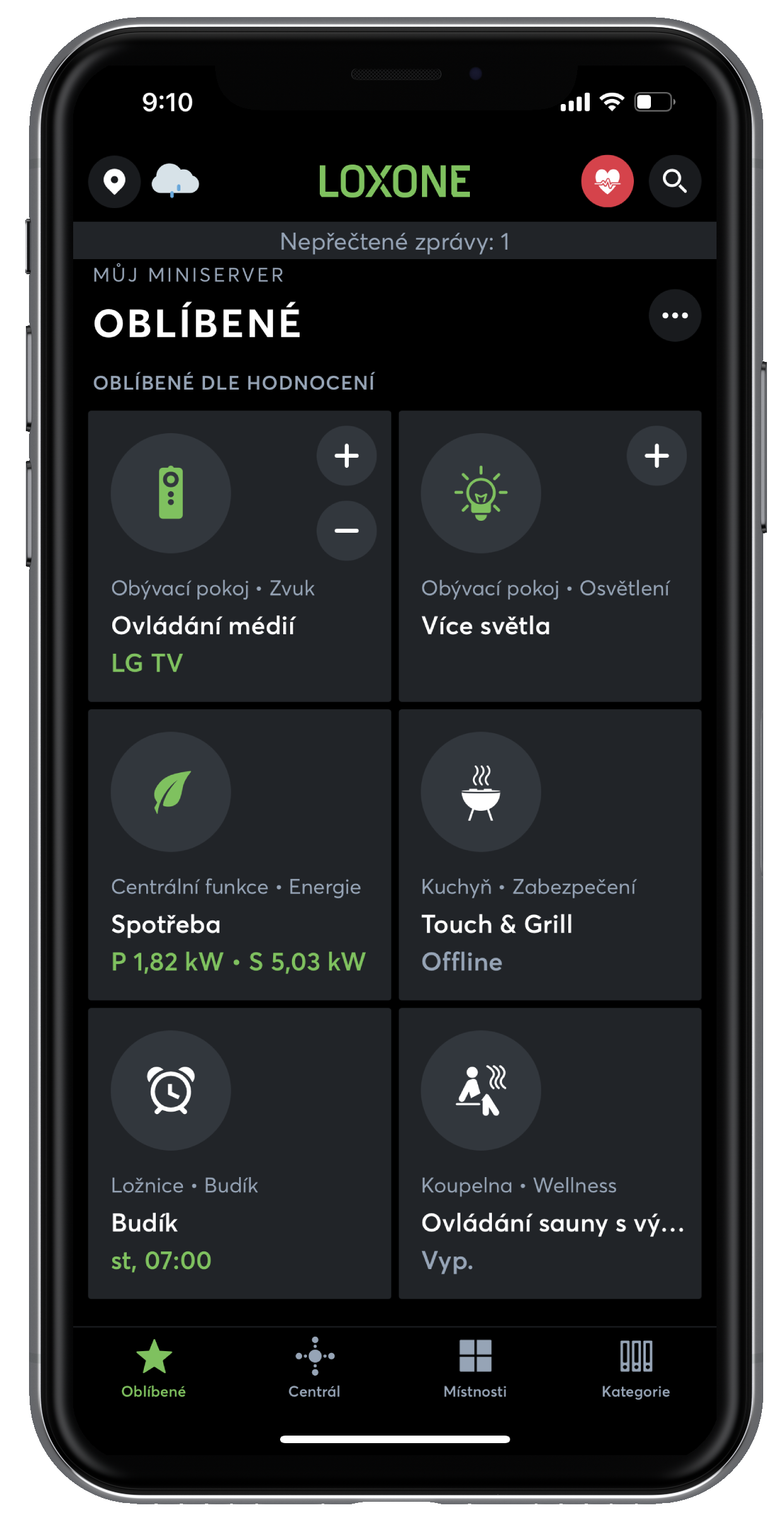Možnosti Loxone App