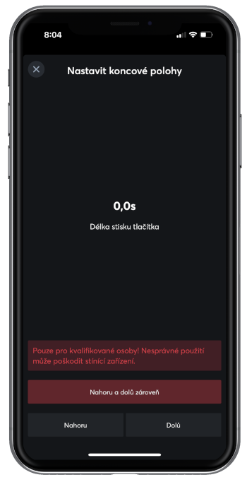 Nastavení koncových poloh v App