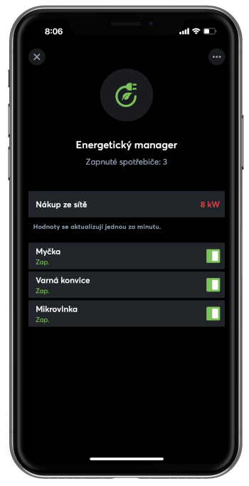 Energetický manager v app