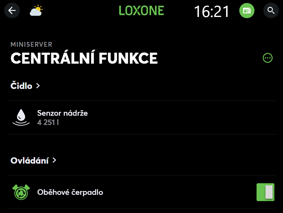 Ovládání čerpadla ve studni a měření hladiny vody v aplikaci