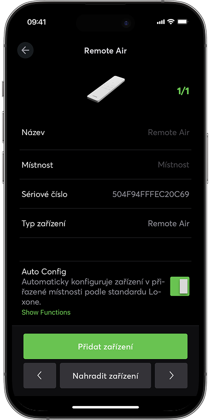Přidání Remote Air v aplikaci Loxone