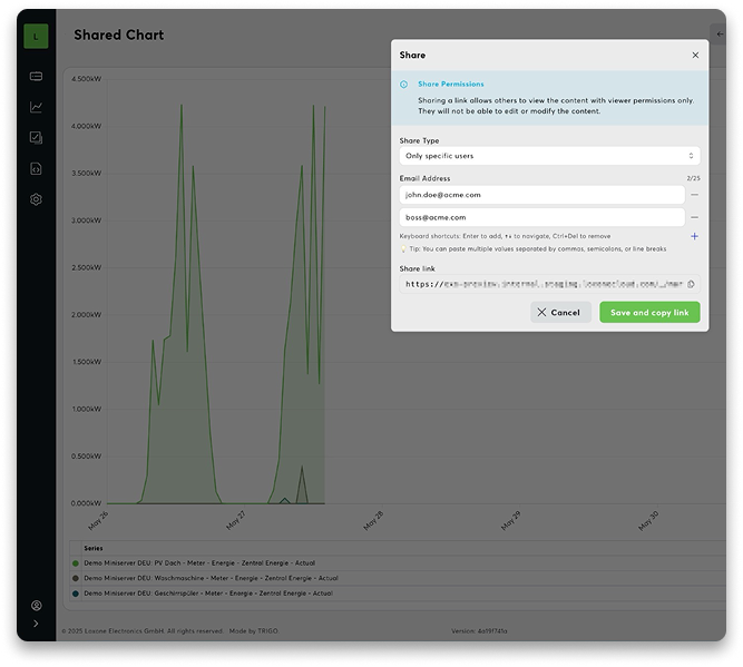 Zdieľanie práv v Exosphere Loxone