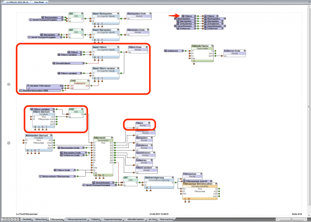 Konfiguration der Filterpumpe in Loxone Config