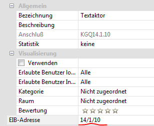Textaktor zum Übertragung von Textnachrichten in KNX