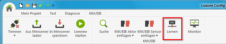 Lernmodus in Loxone Config aktivieren