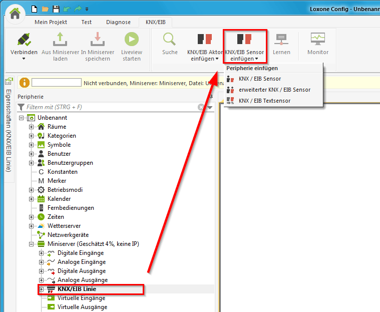KNX / EIB Sensoren hinzufügen