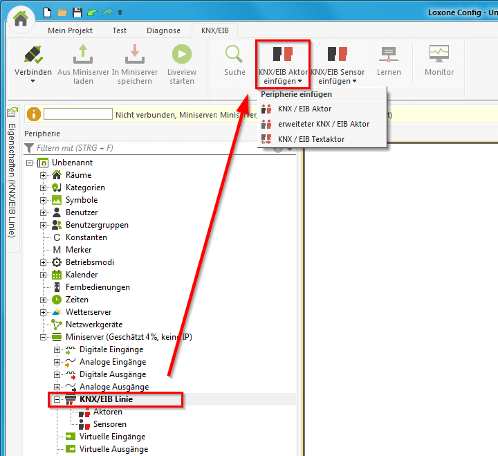 Einbindung KNX Aktor