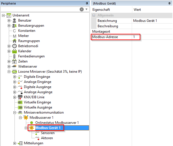 Modbus TCP/IP Adresse vergeben