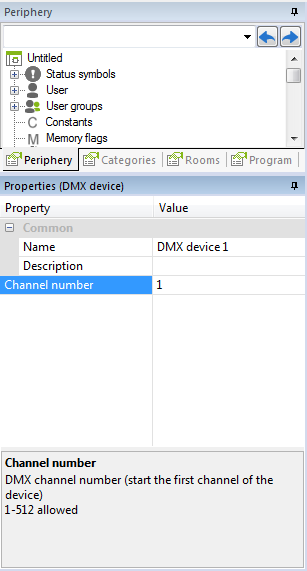 Loxone DMX Properties