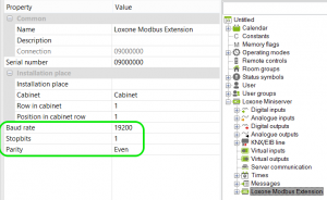 Properties of the Modbus Extension