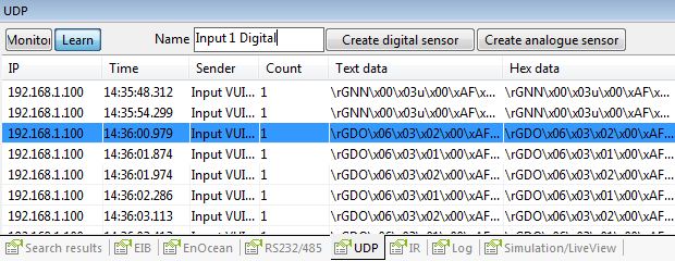Example Screen Shot On Monitoring UDP On Loxone Config