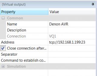 Virtual Output Connector Loxone Config