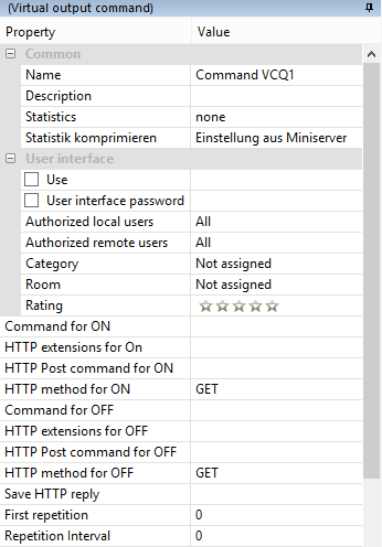 Loxone Config Virtual Output UDP Properties