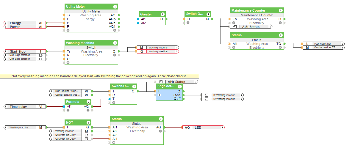 Notification when washing machine is done - Loxone Config Screenshot