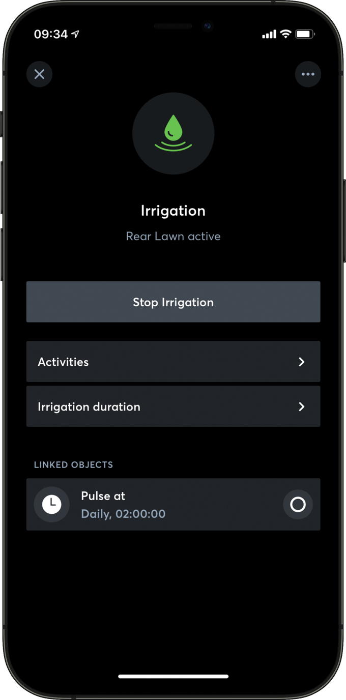 Garden watering in the Loxone App