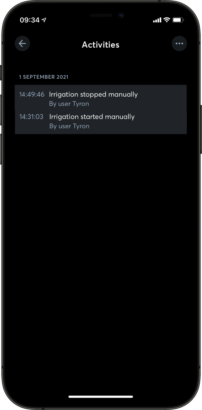 Garden watering in the Loxone App