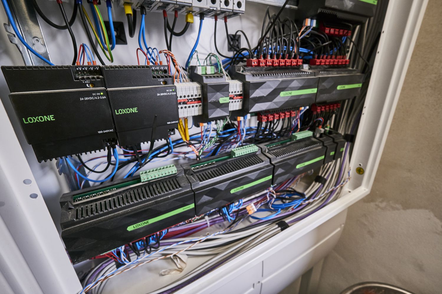 Blog-Loxone-control-panel-for-Rock-Farm Photo shows the technical hub of the install.