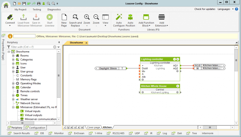 Screenshot of Lighting Block in Loxone Config