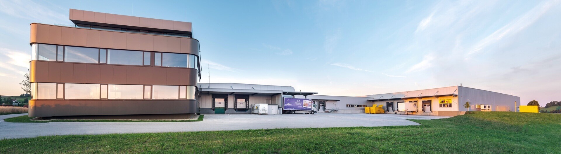 Panoramic view of exterior of Traumeland headquarters