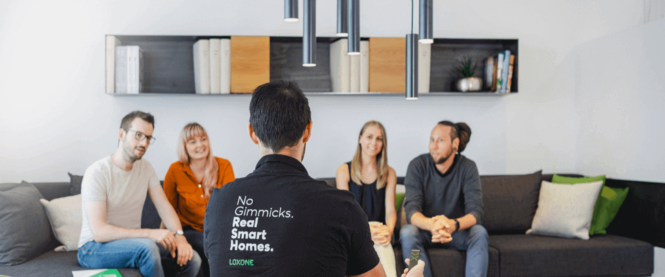 Group taking smart home tour