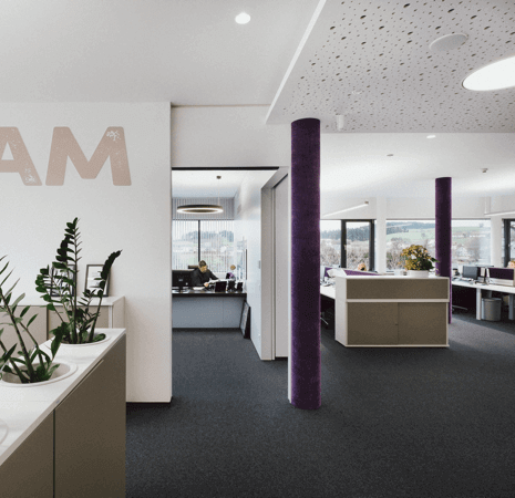 Brightly lit office area