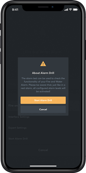 iPhone displaying Alarm Drill notification in Loxone App