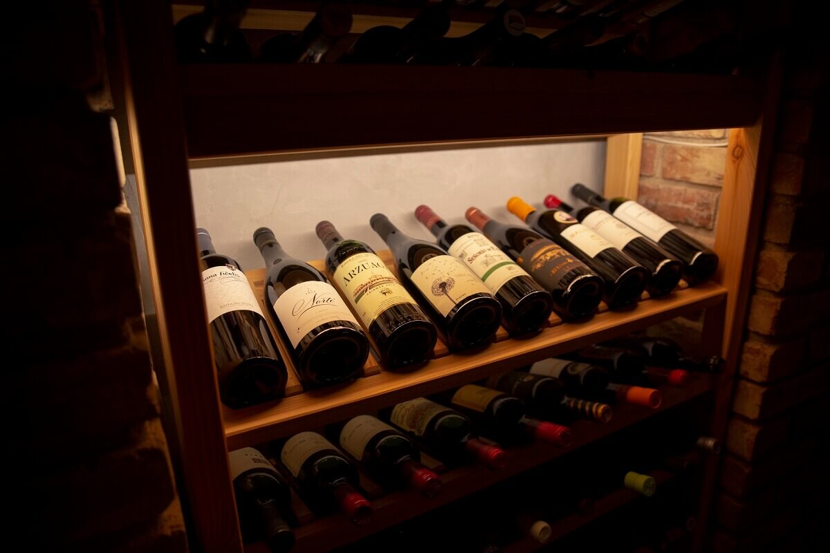 Wine bottles in storage