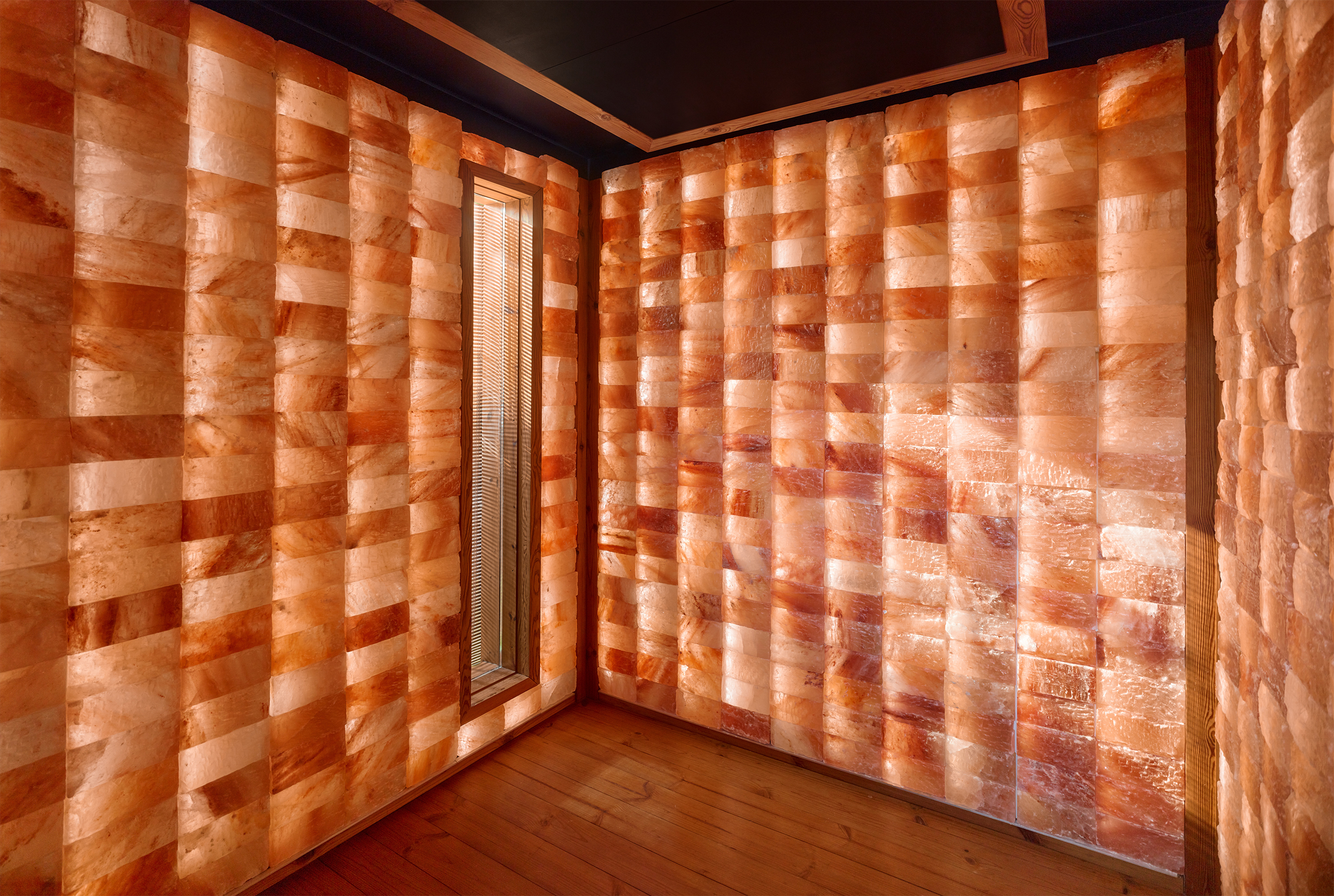 WelPod interior himalayan salt walls