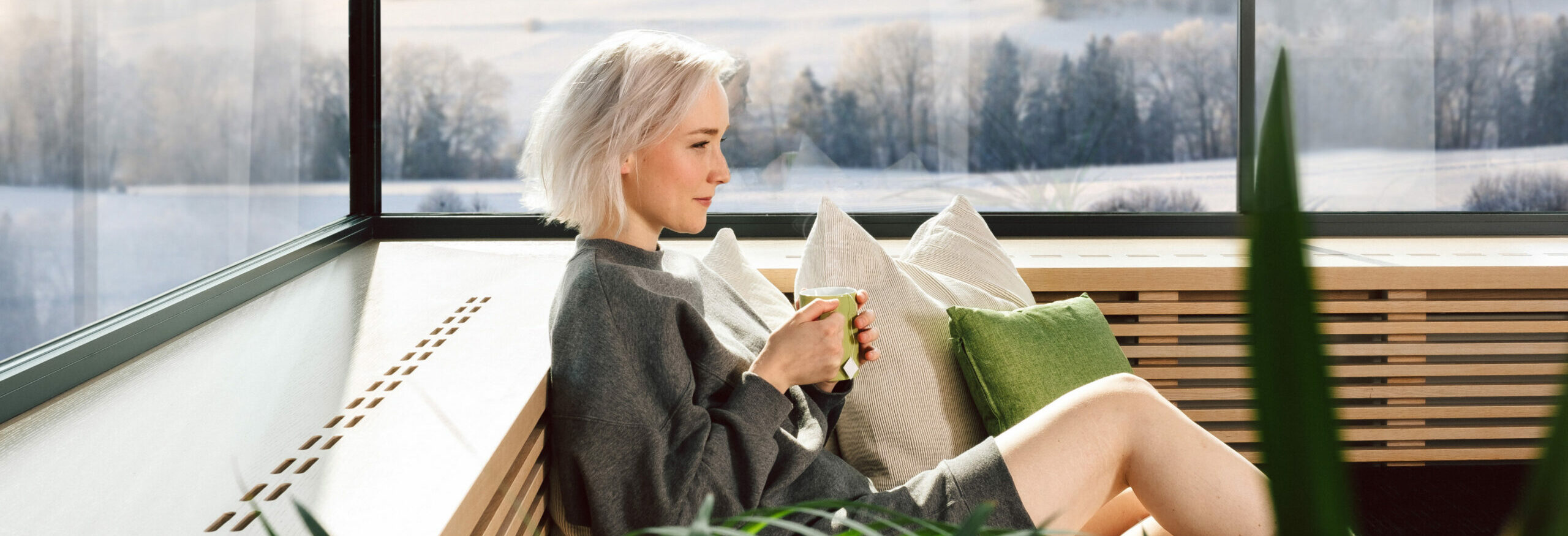 woman enjoying smart climate control