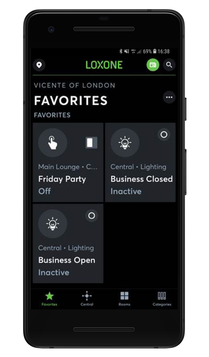 App Loxone salon fumoir