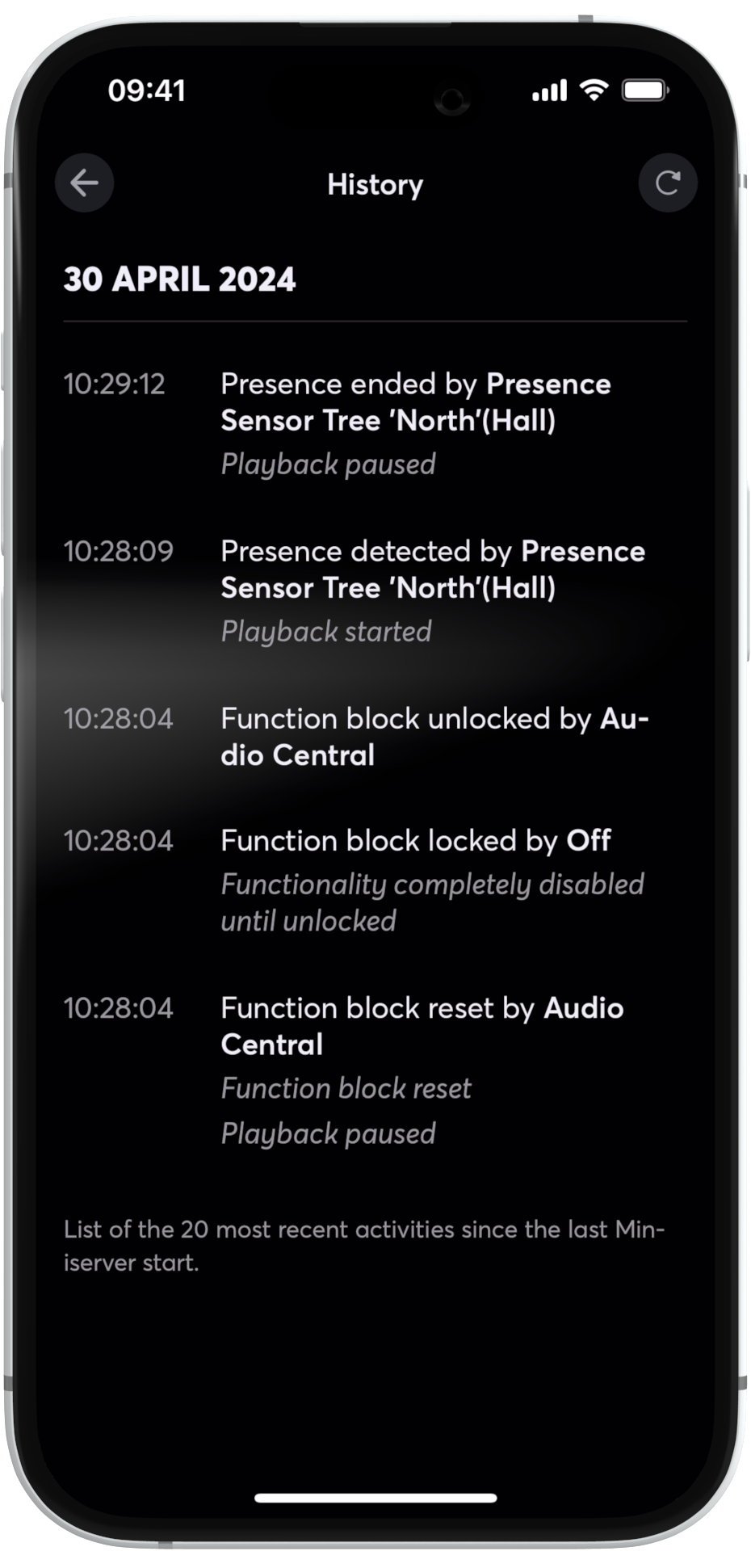 Audio History Loxone App Audio History Loxone App